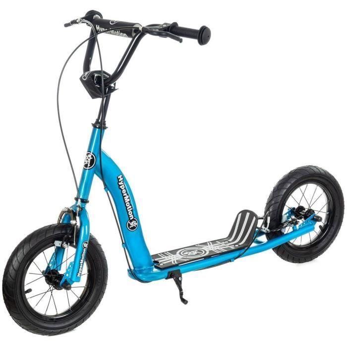 HyperMotion Trottinette Enfant & Ado - Freins à 2 Mains - Roues Gonflables 30 cm -Cadre en Acier Robuste - 50 KG MAX RUBY 12 - Bleue