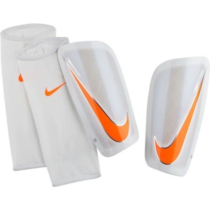 Espinilleras Nike Mercurial Lite Blanca - Naranja Adulto