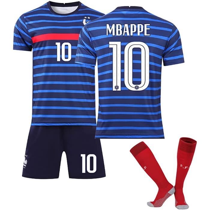 Garçon Ensemble de T-Shirt et Short de Football Enfant France 2 Étoiles Equipe de France de Football Shirt FFF Enfant Garçon