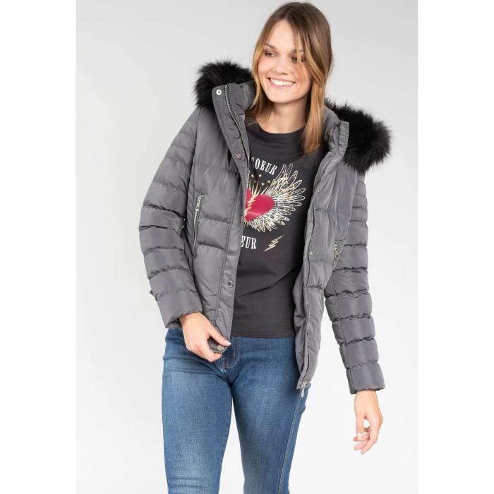 Doudoune femme Deeluxe leona - gris/anthracite - XL