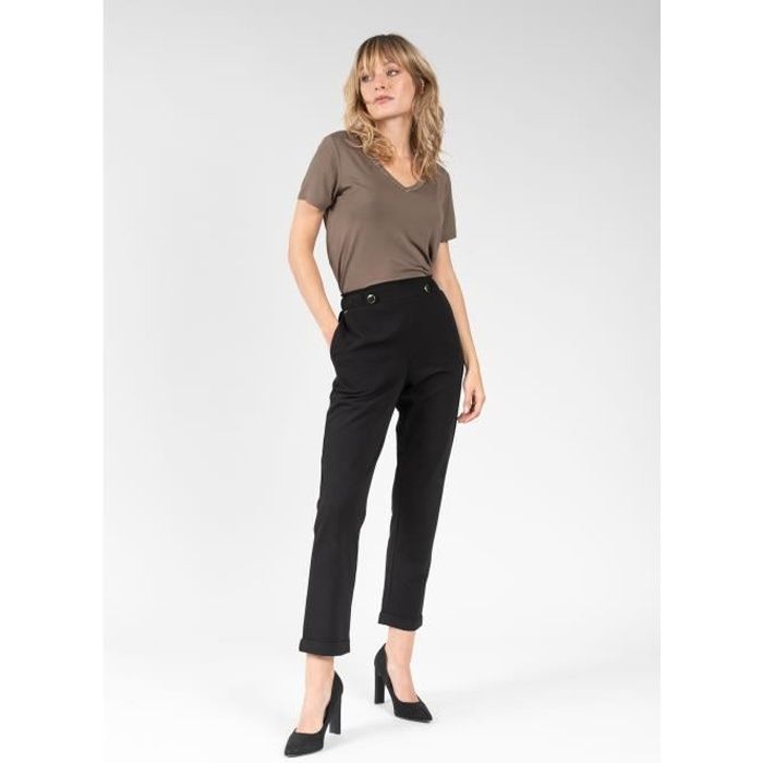 DEELUXE Pantalon habillé taille haute FANETTE Black