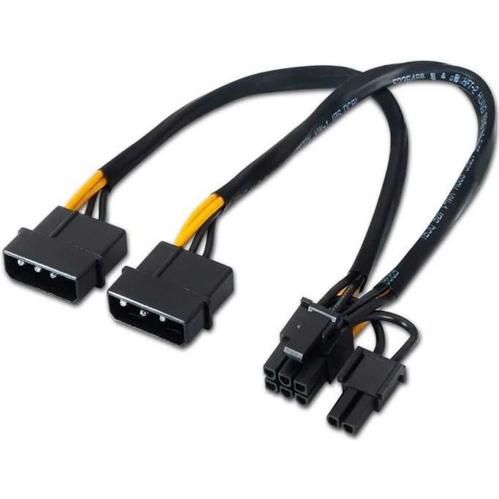 OCIODUAL Aisens A131-0165 Câble Alimentation Carte Graphique PCIe Double Molex 4 Pin vers 6+2 Broches Adaptateur PCI Express PC