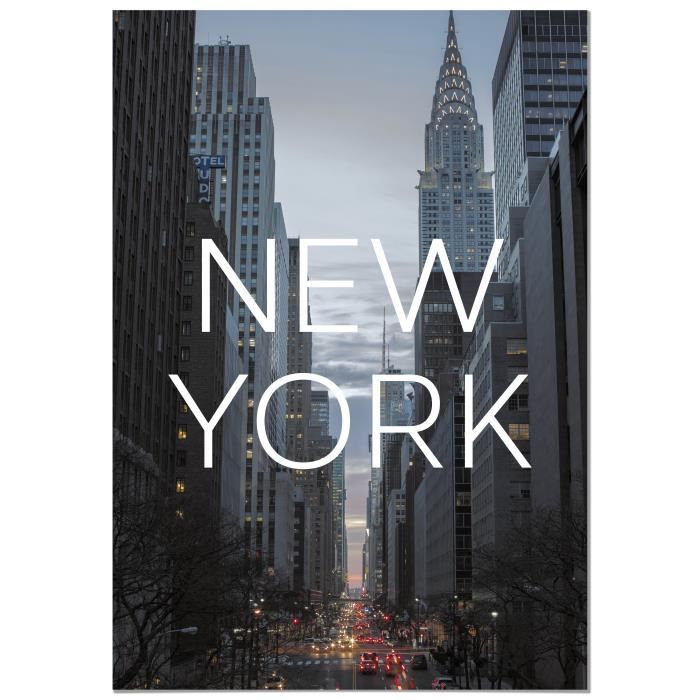 Panorama Poster Coucher du Ville de New York 50 x 70 cm - Imprimée sur toile - Tableau Ville - Tableau Moderne