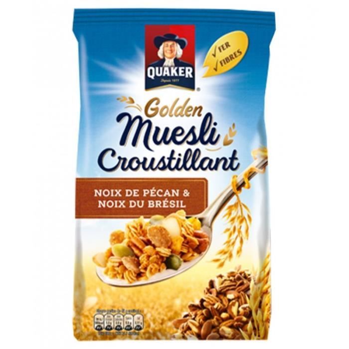 Quaker Golden Muesli Croustillant Noix De Pécan Et Noix Du Brésil 500g (lot de 4)