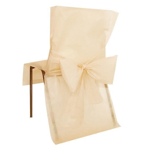 Décoration élégante avec housse de chaise ivoire et son nœud (x10) R/2931