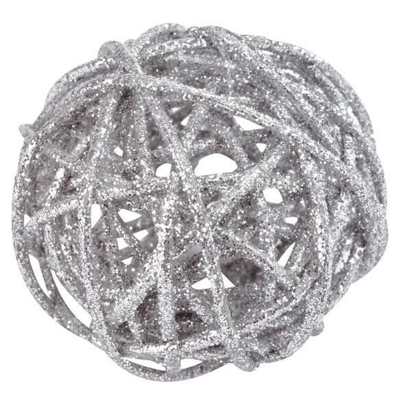 10 Boules Décoratives Pailletées Argent