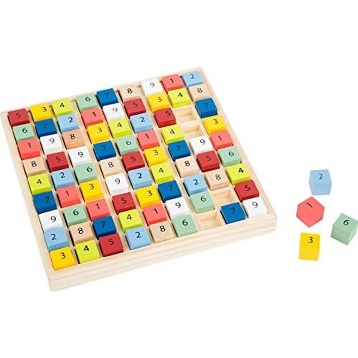 small foot 11164 Sudoku coloré -Educate- en bois, avec 81 cubes numérotés dans des couleurs vives, à partir de 6 ans. 11164