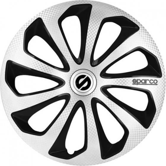 Sparco Enjoliveurs Sicilia 16 pouces ABS argent / noir lot de 4