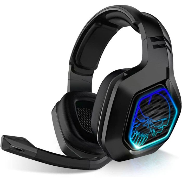 SPIRIT OF GAMER – XPERT-H900 – Casque Sans Fil Full Black Pro Gamer – Basses Puissantes - LED - Simili Cuir - PC - PS4 - PS5 -SWITCH