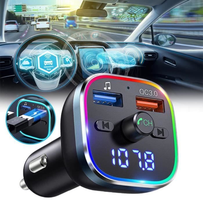 SURENHAP Bluetooth 5.0 Transmetteur FM voiture lecteur MP3 double USB Bluetooth appel mains libres voiture émetteur Bluetooth