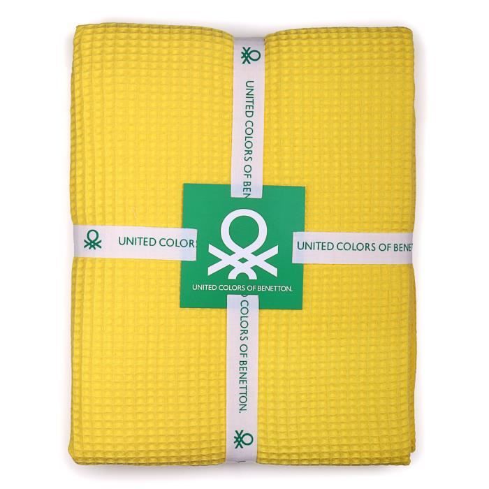 CASA BENETTON 100 % COTON 200 G/M2 COUVERTURE, 140x190 CM, JAUNE