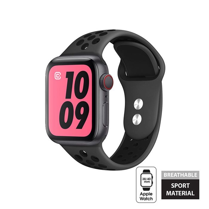 Bracelet pour Apple Watch - CRONG - Duo Sport - Gris/Noir - Respirant - Compatible 38/40/41/42 mm