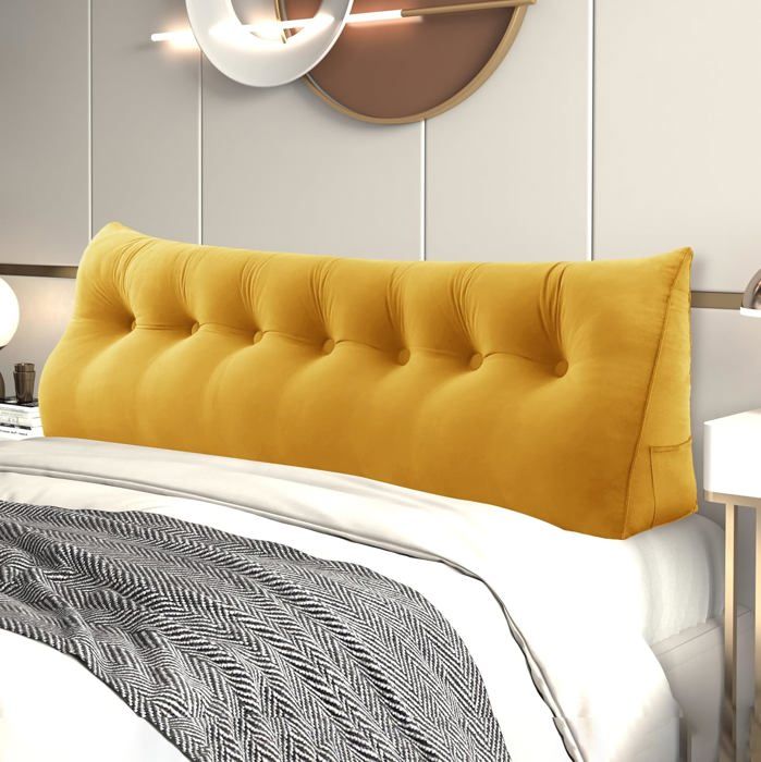 VERCART Coussin de Lecture Cale Dos Coussin à Coins Grands coussins de Lit Velours 200cm Jaune VERCART Coussin de Lecture Cale Dos Coussin à Coins Grands coussins de Lit Velours 200cm Jaune
