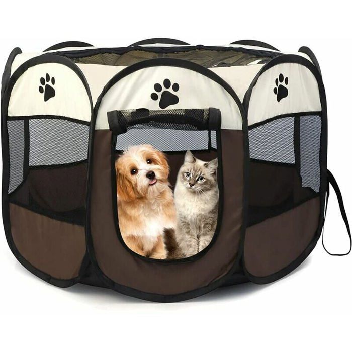 Meilleurs prix pour Chiot Parc Parc Pliable Tissu Pet Tente Pliable Pet Chiot Chat Lapin Cochon Parc Cage Chenil - Marron737343cm