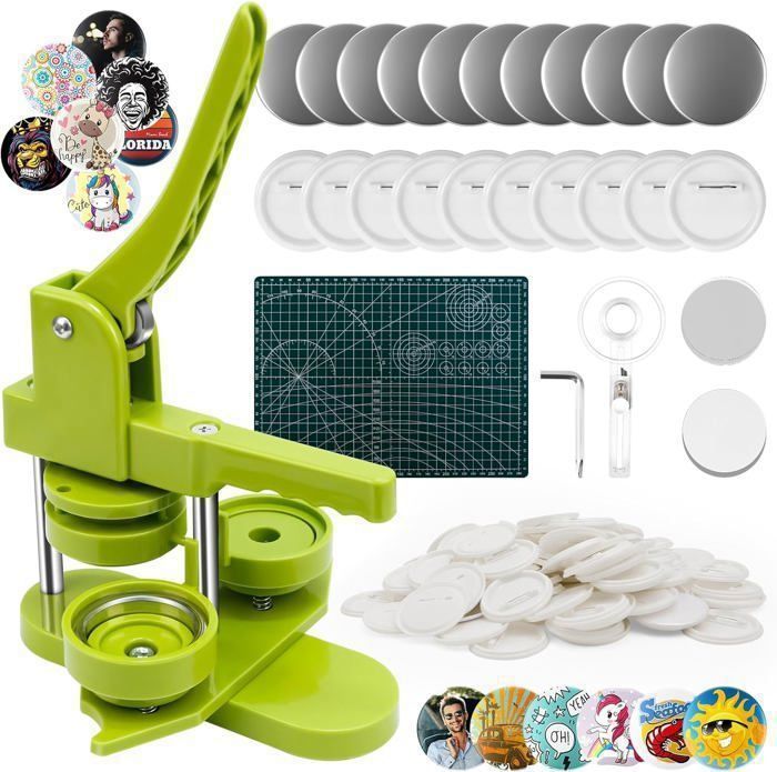 Machine à Badges de 58 mm Presse à Badge avec 500 Ensemble de Matériels Livre Magique et Coupe-Cercle Machine à Fabriquer des Badges en Fer et ABS Kit pour Personnalisation de