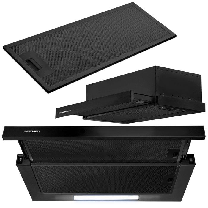 Hotte télescopique sous-meuble - JANSHOP - 60 cm - Noir - LED éco - 175 m3/h - 61 dB - 2 niveaux de vitesse