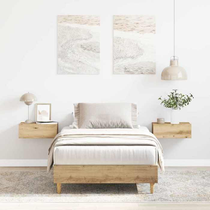 BONNIE®Lit lattes contreplaqué Lit simple:75x190 cm Cadre de lit sans matelas chêne artisanal neuf95463