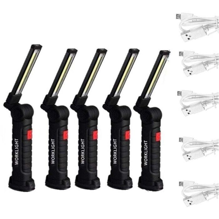 Baladeuse de chantier - AIMOONSA - Pack 5 - Rechargeable USB - Aimant puissant - Pliable