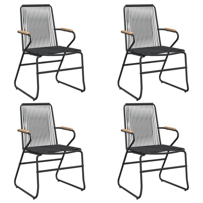 RebaisChaises de jardin - Siège avec Accoudoirs 1 place - lot de 4 noir 58x59x855cm rotin PVC CL213820