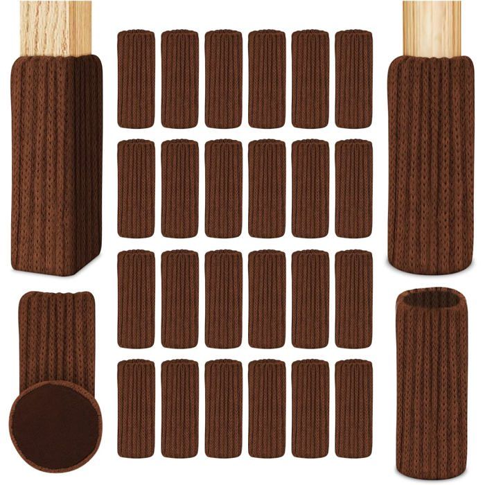 Lot de 24 chaussettes de chaise en feutre marron évitent le glissement et lusure faciles à installer et à retirer