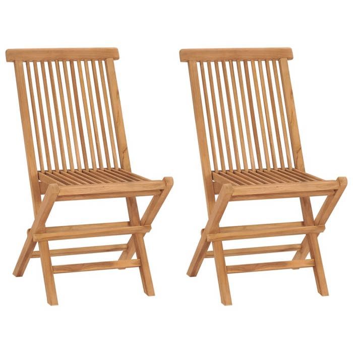 Chaises de jardin pliables en teck - vidaXL - Lot de 2 - Bois de teck massif - 46x62x90 cm dépliée - 46x9x109 cm pliée