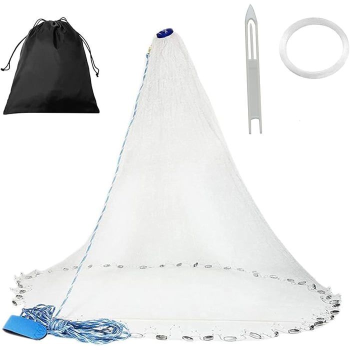 Duokon Filet De Pêche Nylon 50m X 1,5m – 3 Couches Lourd Avec Flotteurs – Pêche Appât – 4 Doigts