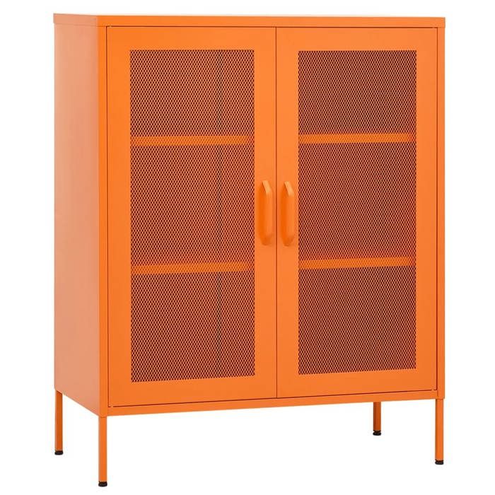 Armoire de rangement en acier - JILL - Orange - 80x35x101 5 cm - 2 étagères réglables - Capacité par étagère 30 kg