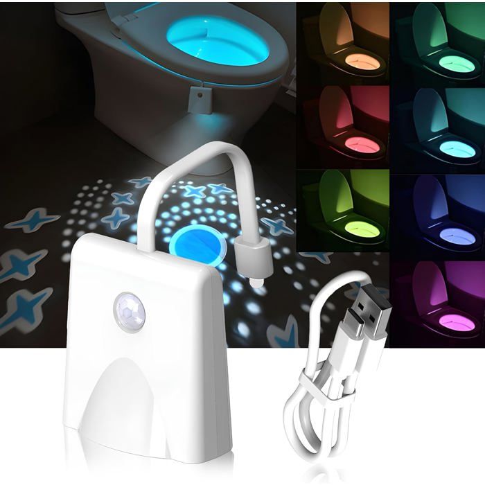 Lampe WC LED – 16 couleurs mouvement étanche rechargeable universelle pour toilettes