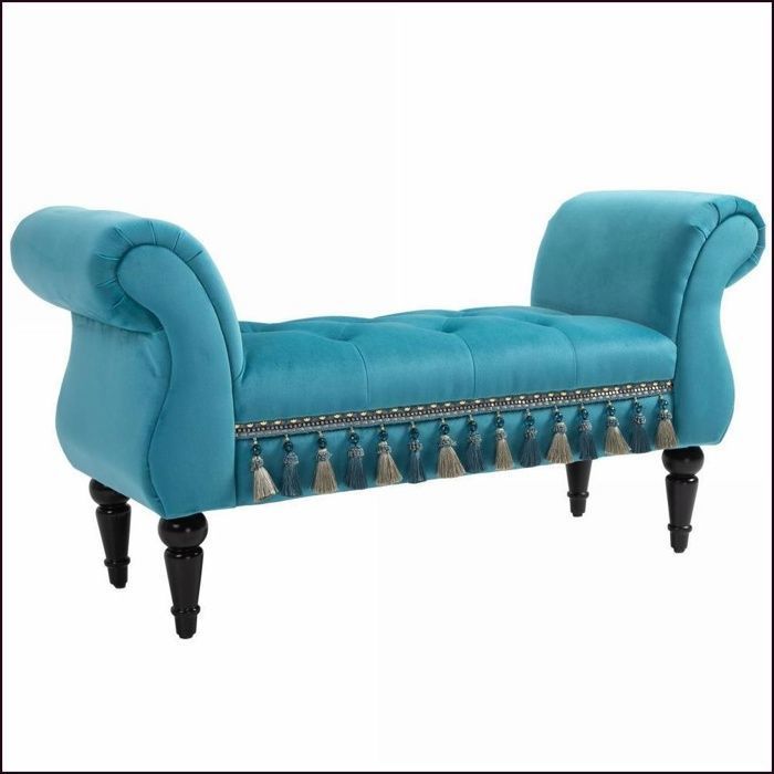 Banc & Tabourets - Banc Polsteré Vintage Confortable Bleu 117x40x58cm
