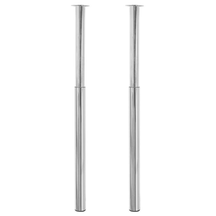 SALE 2026Support de table finition résistante Argent - Pieds de table télescopique 2 pcs Chrome 710 mm - 1100 mm 3.85 Kg 219888