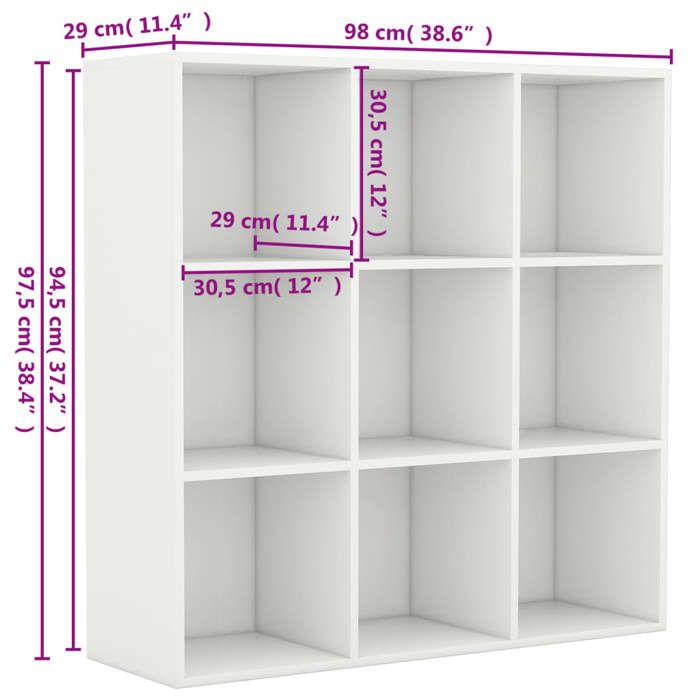 Cabinet de Livre SOLOMOON CHIC Bibliothèque Polyvalente - Pour enfant/adulte - blanc 98x29x975 cm bois dingénierie BB1550