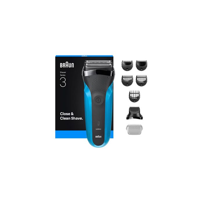 Rasoir à grille - Braun Series 3 310BT - Noir - Bleu - Batterie intégrée