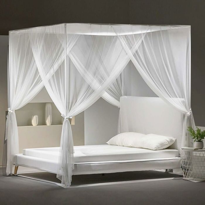 Moustiquaire de Lit Double SZHTFX Grand Moustiquaire Carré Lits Simples 4 Portes pour Anti-Insectes Universelle Voilage Baldaquin I