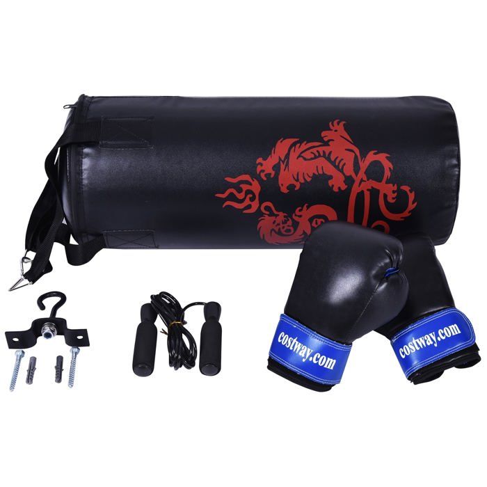 Sac de boxe - HELLOSHOP26 - Noir - 60 x 25 x 25 cm - 10 kg - Set complet enfant