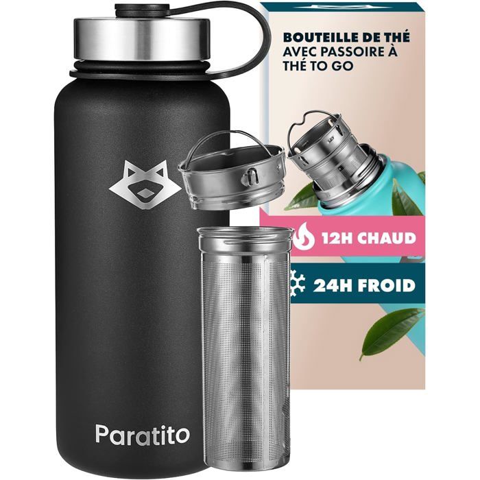 Mug Isotherme 360 Ml Acier Inox – Café & Thé 6h Chaud / 10h Froid – Infuseur Thé Amovible + Sangle