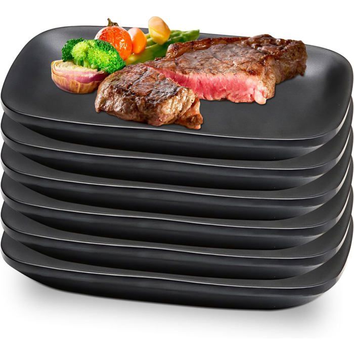 Lot de 6 assiettes à dessert : assiettes à mezzé noires 155 x 9 x 2 cm assiettes à apéritifs rectangulaires mates