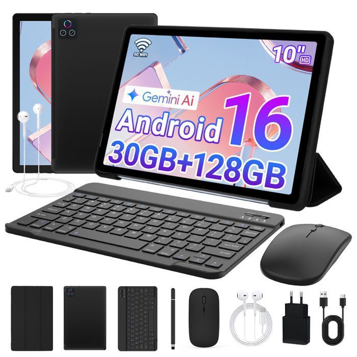 Tablette tactile 101 2-en-1 - KOTSREN - Android 16 - 30Go RAM - 128Go ROM - Wi‑Fi 6