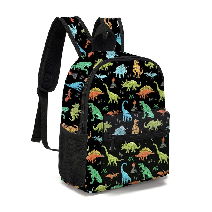 XJYDNCG Sac a Dos Enfant Léger - Dessin de Dinosaure - Cartable - pour Garçon fille - Noir