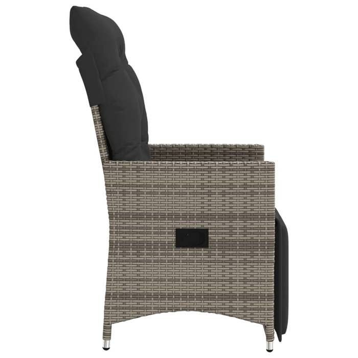 Chaise inclinable de jardin - 1 PLACE - avec coussins - gris résine tressée CC2412