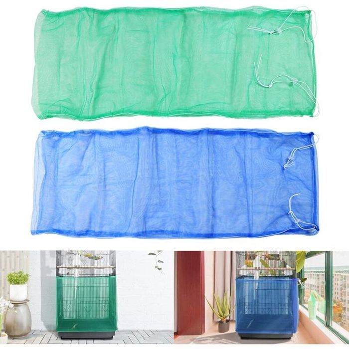 Housse de cage à oiseaux 2 pièces récupérateur de graines pour cage à oiseaux maille en nylon