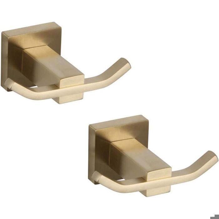 Ensemble 2 accessoires salle de bain – Peignoirs à capuche + Crochet mural SUS304 inox brossé PVD or zirconium