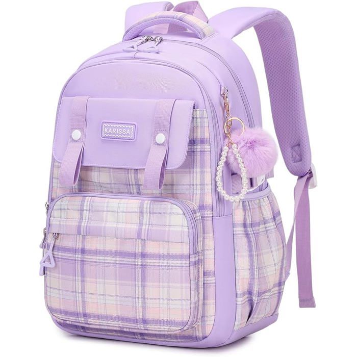 XJYDNCG Cartable Fille Primaire Sac À Dos Scolaire - Léger Respirant Imperméable Charge Réduite Extensible - 44x31x16cm - Violet