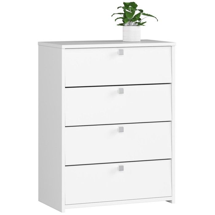 Meuble à chaussures AKORD RUBIN Blanc 66 cm 4 portes façade Blanche 4 étagères 66x36x85 cm