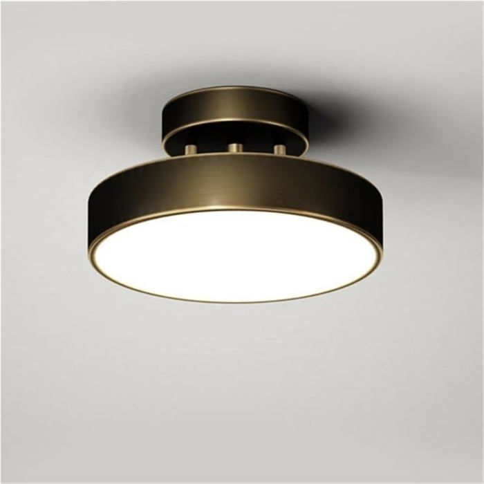 Lampes plafond LED rondes modernes projecteur tournant angle réglable cuivre nordique Semi Flush Luminaires couloir (noir 20cm)