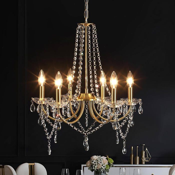 Lustre Cristal Chandelier Doré Lustre Salle À Manger Luminaires Intérieur Convient Aux Salles À Manger Salons Couloirs Et Ch[BI14]