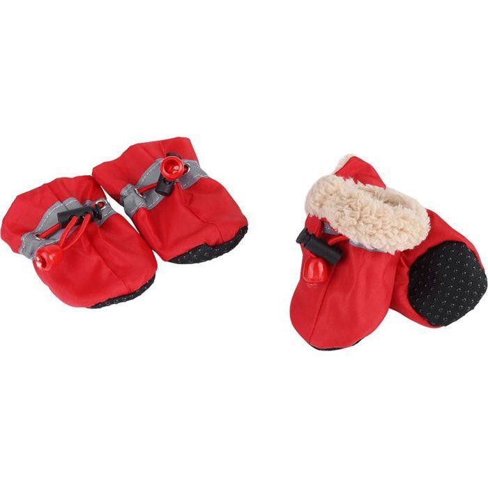 Chaussures antidérapantes pour chien bottes chaussettes pour chien en coton doux rembourré rouge 5 4 pièces/ensemble