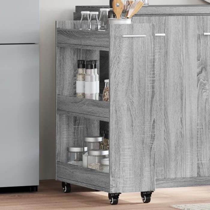 Gris Armoire avec roues sonoma gris 60x22x79 cm bois dingénierie - Meuble Rangement LV36246