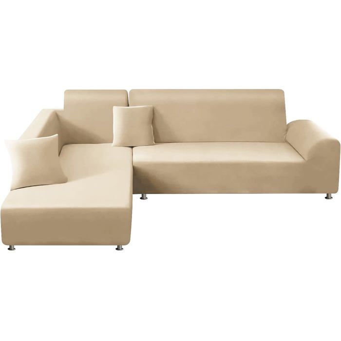 Housse De Canapé DAngle 3 Places+3 Places Lot De 2 Housse De Canapé Élastique En Forme De L (180-230Cm Beige[RD21]