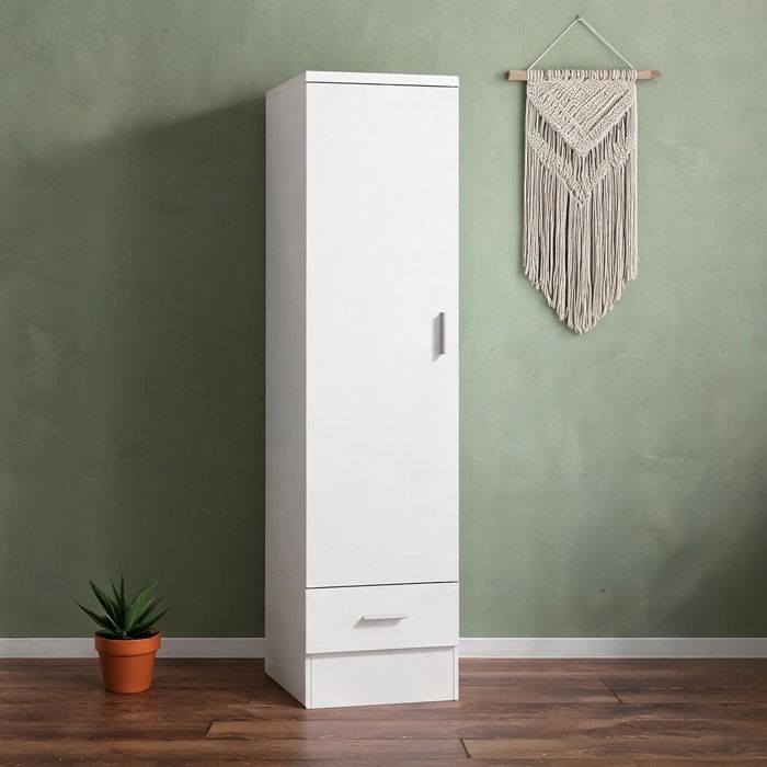 Armoire de rangement verticale blanc éclatant en mélamine pour chambre compacte 40 x - White Melamine 52 x 40 x 170 cm Ref LSYO0X