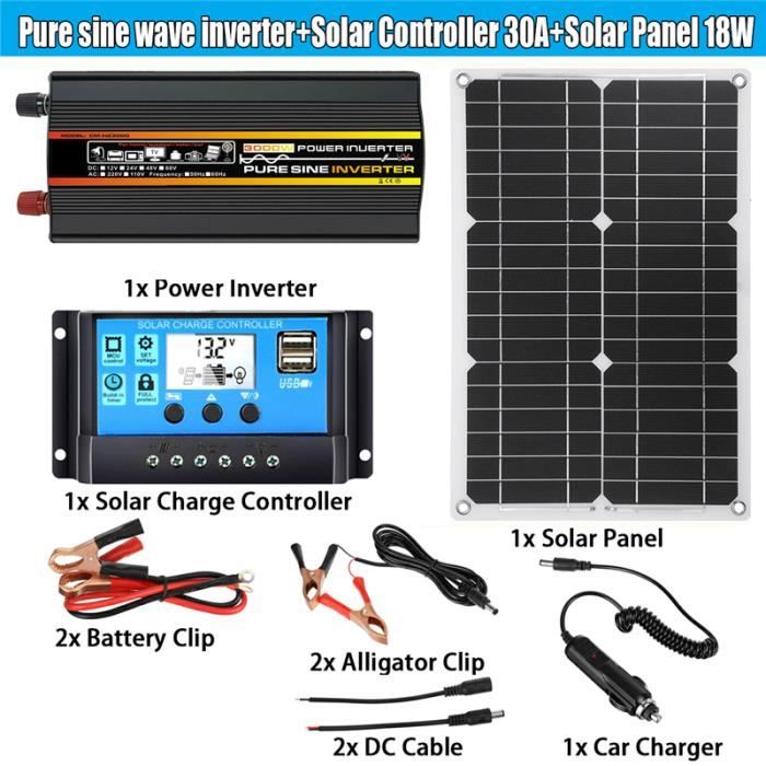 Kit 3000WSystème De Panneaux Solaires 12v À 220v, avec contrôleur De
